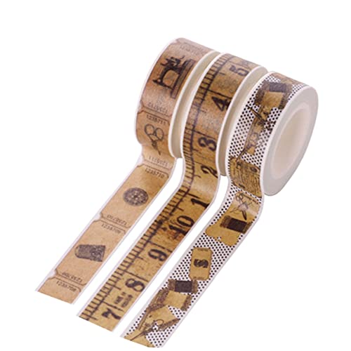 LALAFINA 3 Stück Vintage Papier Klebeband Dekoratives Tape mit Ruler Muster für Scrapbooking Tagebuch und Bastelarbeiten für Kreative Projekte LALAFINA 3 Stück Vintage Papier Klebeband Dekoratives Tape mit Ruler Muster für Scrapbooking Tagebuch und Bastelarbeiten für Kreative Projekte von LALAFINA