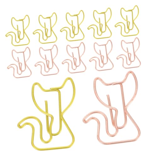 LALAFINA 30 Stück Katzenförmige Büroklammern Süße Metall Paperclips für Büro und Zuhause Multifunktionale Lesezeichen Kreative Foto und Memo Halter Gold und Roségold von LALAFINA