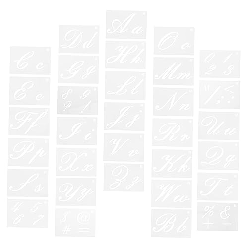 LALAFINA 32 Blatt Teiliges Wiederverwendbares Malvorlagen Hochwertigem Pet Material Buchstaben und Zahlenschablonen für DIY Basteln Wandgestaltung und Kreative Kinderprojekte von LALAFINA