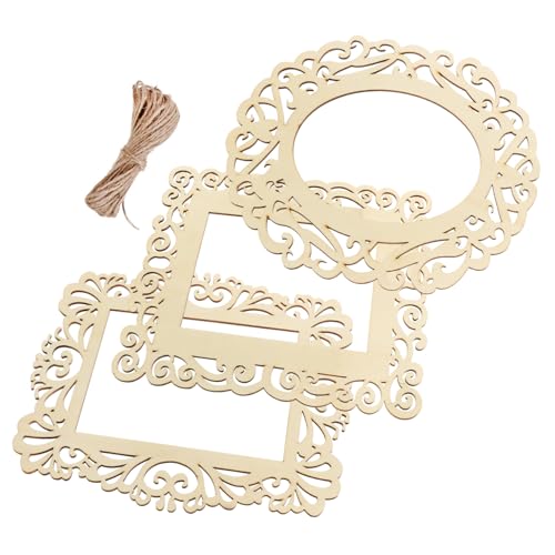 LALAFINA 3Stücke Holzornamente DIY Hängedekoration Unbehandeltem Holz für Bastelprojekte Weihnachten Wand und Fensterdekoration mit Seilen für Einfache LALAFINA 3Stücke Holzornamente DIY Hängedekoration Unbehandeltem Holz für Bastelprojekte Weihnachten Wand und Fensterdekoration mit Seilen für Einfache von LALAFINA