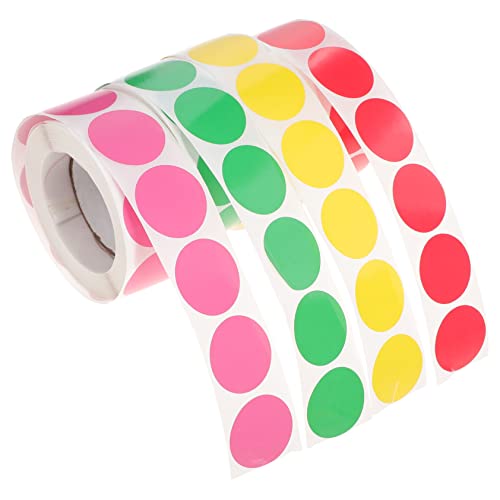 LALAFINA 4 Rollen Dekorative Mark -Aufkleber Farbige Formaufkleber runde Aufkleber mit runden Kreisetiketten Farbe Farbkodieretiketten runde Farbcodierungsetiketten Papier von LALAFINA