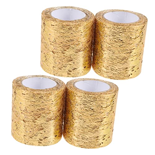 LALAFINA 4 Rollen Maschenband für scrabook dekoration weihnachten tischdecke geburtstagdeko Tüllverzierungen zum Einpacken Stoff Mesh-Tüll Weihnachtsbaumgirlandenband Polyester Golden LALAFINA 4 Rollen Maschenband für scrabook dekoration weihnachten tischdecke geburtstagdeko Tüllverzierungen zum Einpacken Stoff Mesh-Tüll Weihnachtsbaumgirlandenband Polyester Golden von LALAFINA