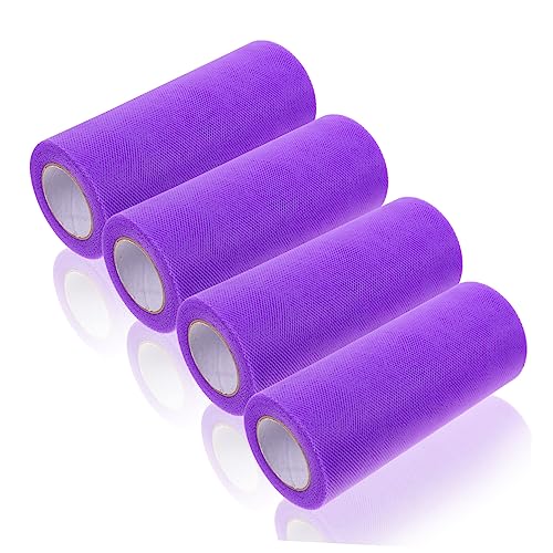 LALAFINA 4 Rollen Tüllrolle Maschenrolle Kunsthandwerk Tüllnetzspule verrechnet Netzband Stoffband zartes Tüllband Band zum Verpacken tüllband selber machen Polyester Violett LALAFINA 4 Rollen Tüllrolle Maschenrolle Kunsthandwerk Tüllnetzspule verrechnet Netzband Stoffband zartes Tüllband Band zum Verpacken tüllband selber machen Polyester Violett von LALAFINA