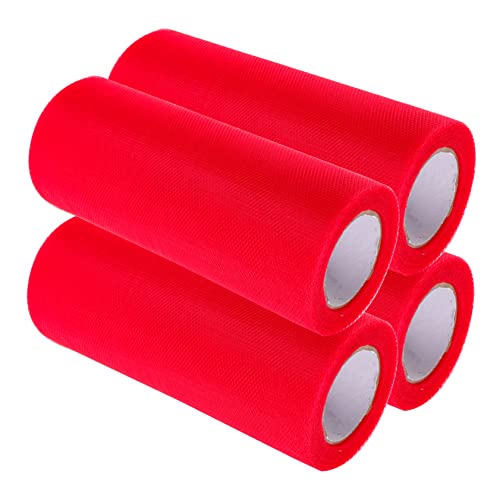 LALAFINA 4 Rollen Tüllrolle Maschenrolle Stoffband Hochzeits-Mesh-Band Farbe Party-Tüll-Stoff sortiert Band zum Basteln Party-Tüllband Festival-Tüllstoff DIY-Tüllstoff Bänder Polyester rot LALAFINA 4 Rollen Tüllrolle Maschenrolle Stoffband Hochzeits-Mesh-Band Farbe Party-Tüll-Stoff sortiert Band zum Basteln Party-Tüllband Festival-Tüllstoff DIY-Tüllstoff Bänder Polyester rot von LALAFINA