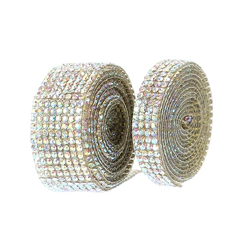 LALAFINA 4 Sätze Diamantklebernetz Streifen Weiß Handwerk Hochzeitsdekor Strassband Klebrig Für Aufkleber Mit Strassbändern Selbstklebende Strasssticker Glas 2 Rollen * 4 von LALAFINA