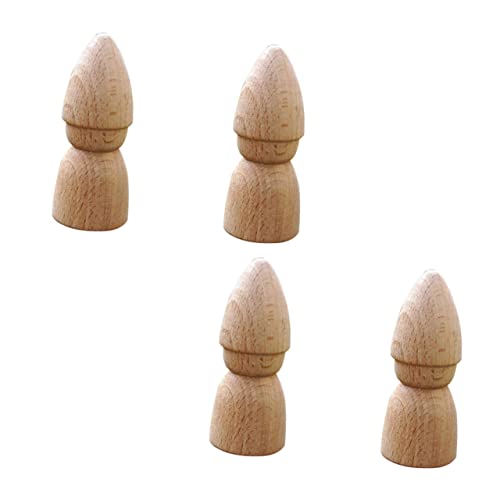 LALAFINA 4 Stück Holzpuppen Bastelspielzeug Naturholz für DIY Malerei Zubehör Kreative Holzfiguren zum Gestalten und Dekorieren für Handwerksprojekte von LALAFINA