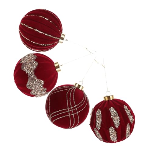 LALAFINA 4 Stück Samt Weihnachtsbaumkugeln Bruchsichere Hängedekorationen für Festliche Anlässe Glänzende Xmas Ornamente für Stilvolle Feiertagsdekorationen von LALAFINA