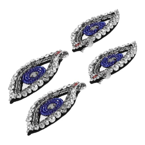 LALAFINA 4 Stück Teiliges Beaded Rhinestone Evil Eye Patches Handgefertigte Bestickte Applikationen mit Funkelnden Kristallen Symbolischer Schutz für DIY Kleidung Jacken Rucksäcke und Hüte von LALAFINA