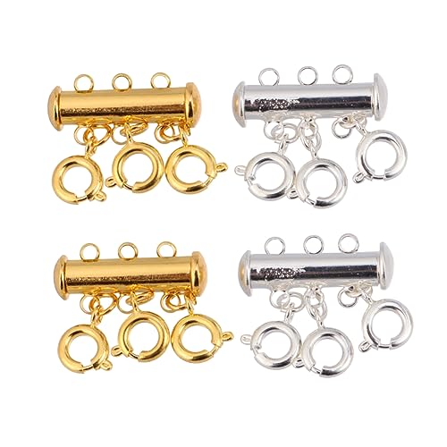 LALAFINA 4 Stück Teiliges Magnetische Kettenverbinder für Mehrlagige Kupferverschluss Gold und Silber für DIY Schmuckherstellung von LALAFINA