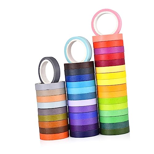LALAFINA 40 Stück Bunte Washi Tapes Dekoratives Klebeband für DIY Scrapbooking Journals und Planer Farbiges Papierband Einfach zu Entfernen Ohne Rückstände Einzigartige Designs von LALAFINA
