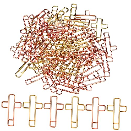 LALAFINA 40 Stück Kreuz Büroklammern aus Robustem Gold und Roségold für Notizen für Bibelstudium und Kreative Projekte von LALAFINA