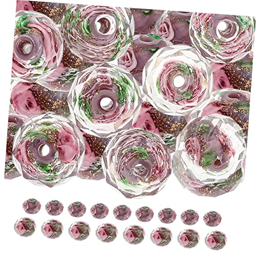 LALAFINA 40 Stück Steinperlen mit Blumenmuster für Diy Schmuckherstellung Bastelperlen für Armbänder und Ohrringe für Kreative Bastelprojekte von LALAFINA