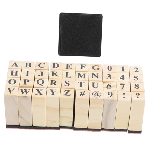 LALAFINA 40 Stück Teiliges Holzstempel mit Dekorativen Alphabet und Zahlenmotiven Vielseitig Einsetzbar für DIY Karten Bastelprojekte und Geschenkanhänger und Leicht zu Transportieren für von LALAFINA