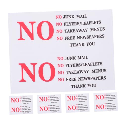 LALAFINA 5 Blätter Wetterfester Aufkleber für Briefkästen PVC Hinweis Werbung Selbstklebende Erinnerung für Wohn und Geschäftsnutzung Langlebig und Witterungsbeständig LALAFINA 5 Blätter Wetterfester Aufkleber für Briefkästen PVC Hinweis Werbung Selbstklebende Erinnerung für Wohn und Geschäftsnutzung Langlebig und Witterungsbeständig von LALAFINA