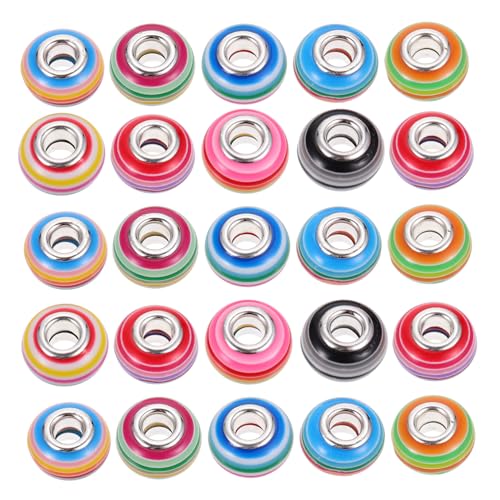 LALAFINA 50 Stück Große Lochperlen Bunte Streifenperlen Diy Armband Schmuck Bastelset Resin für Kreative Projekte und Schmuckherstellung LALAFINA 50 Stück Große Lochperlen Bunte Streifenperlen Diy Armband Schmuck Bastelset Resin für Kreative Projekte und Schmuckherstellung von LALAFINA