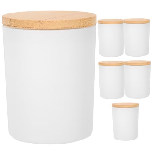LALAFINA 6 Sätze Leere Kerzengläser mit Bambusdeckel DIY Aromatherapie Behälter für Kerzenherstellung und Vielseitige Aufbewahrung Luftdicht und Elegant von LALAFINA