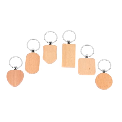 LALAFINA 6 Stück Teiliges Diy Holz Schlüsselanhänger Blanko Schlüsselanhänger zum Gravieren für Kreative Bastelprojekte und Dekoration für Taschenanhänger und Schlüsselschilder von LALAFINA