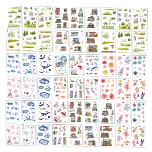 LALAFINA 60 Blatt Bunte Diy Washi Sticker für Scrapbook Teiliges mit Handgefertigten Dekoren für Fotoalben und Tagebücher Unterwasserwelt Garten und Sternenmotiven von LALAFINA