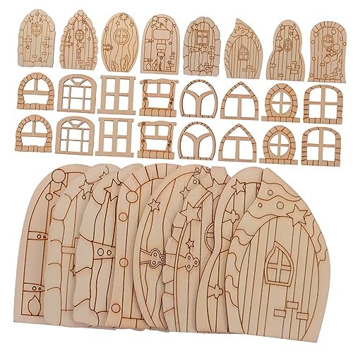 LALAFINA 64 Stück Mini Feenhaus Tür Unlackierte Holz Miniature Türen für Diy Bastelset für Kreative Gestaltung und Garten Dekoration für Fotografie und Raumdekoration von LALAFINA