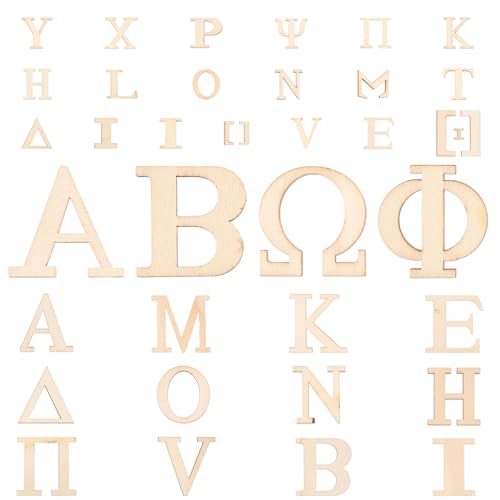 LALAFINA 72 Stück Holzbuchstaben Griechische Buchstaben Holz Ausschnitte Diy Bastelmaterial für Kreative Handarbeiten und Lernprojekte von LALAFINA