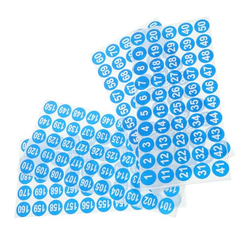 LALAFINA 8 Blatt Selbstklebende Nummernaufkleber Runde Klassifizierungssticker Wasserfest für Lagerung Organisation Diy Projekte Blau von LALAFINA