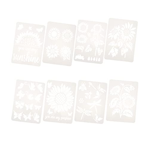 LALAFINA 8 Stück Teiliges Set Schablonen für Diy Zeichnungen Wiederverwendbare Malvorlagen für Sonnenblumen Kreative Malwerkzeuge für Erwachsene für Heimdekoration und Bastelprojekte von LALAFINA
