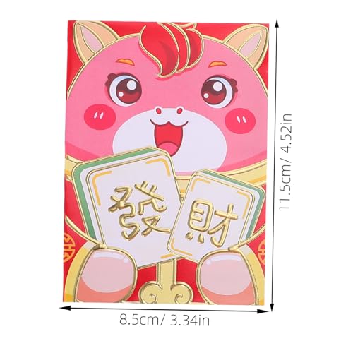 LALAFINA Chinesische Neujahrsumschläge Pferde Rote Glücksgeldumschläge für Frühlingsfest Langlebig Farbenfroh Jahr Des Pferdes Traditionelle Hong Bao Geschenkumschläge von LALAFINA