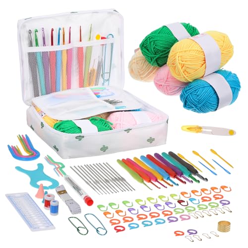 LALAFINA Häkelset für Anfänger Komplettes Teiliges Häkelnadel Kit mit Tragbarer Tasche für Kreative Projekte Bunter Garne und Nützlicher Werkzeuge Langlebige Materialien für Angenehmes LALAFINA Häkelset für Anfänger Komplettes Teiliges Häkelnadel Kit mit Tragbarer Tasche für Kreative Projekte Bunter Garne und Nützlicher Werkzeuge Langlebige Materialien für Angenehmes von LALAFINA