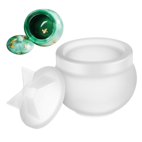 LALAFINA Silikonform für Epoxidharz Wiederverwendbare Gießform für Aufbewahrungsgläser mit Deckel Kreative Silikonformen zur Herstellung von Lagerbehältern für Diy Projekte von LALAFINA