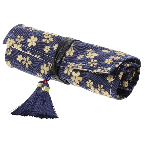LALAFINA Strickwerkzeughalter Häkeltasche Mit Fächern Praktische Aufbewahrung Für Häkelnadeln Und Strickwerkzeuge Mit Kirschblütenmuster Für Hobbynäher von LALAFINA