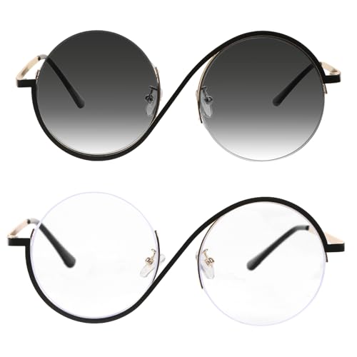 LALASTYLE 2 x Cosplay-Brillen, runder Kreisrahmen, Hexen-Cosplay-Brille, Sonnenbrille, Kostüm-Zubehör, Outfits LALASTYLE 2 x Cosplay-Brillen, runder Kreisrahmen, Hexen-Cosplay-Brille, Sonnenbrille, Kostüm-Zubehör, Outfits von LALASTYLE