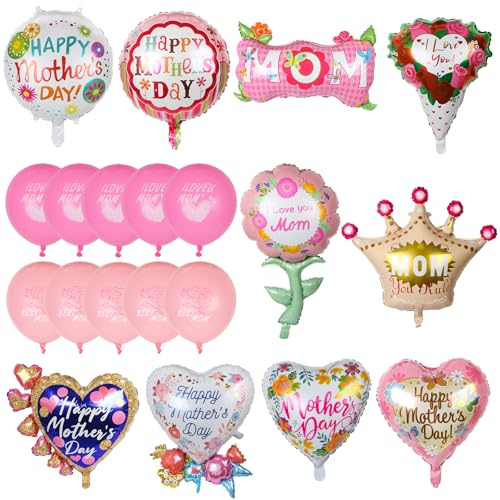 LALASTYLE 20 Stück Muttertags-Luftballons, großer herzförmiger Blumenstrauß, runder Ballon, bunte Helium- und Latex-Ballons für Muttertag, Geburtstag, Party-Dekorationen LALASTYLE 20 Stück Muttertags-Luftballons, großer herzförmiger Blumenstrauß, runder Ballon, bunte Helium- und Latex-Ballons für Muttertag, Geburtstag, Party-Dekorationen von LALASTYLE