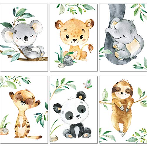 LALELU-Prints Abenteuerliche Safari: 6er Set Dschungel Elefant Kinderzimmer Poster - Deko für Jungen und Mädchen (Din A4 ohne Rahmen) von LALELU-Prints
