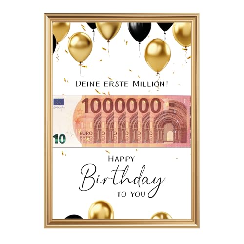 LALELU-Prints Geburtstagsgeschenk für Frauen und Männer Geldgeschenk Geburtstag Erste Million Geburtstagskarte Geburtstagsposter OHNE RAHMEN (Ballons gold schwarz) von LALELU-Prints