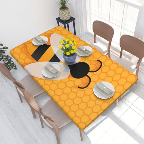 LAMAME Tischabdeckung mit süßem Tier-Bienen-Druck, elastische Kanten, Tischschutz, für 122 cm große Tische, Gelb LAMAME Tischabdeckung mit süßem Tier-Bienen-Druck, elastische Kanten, Tischschutz, für 122 cm große Tische, Gelb von LAMAME