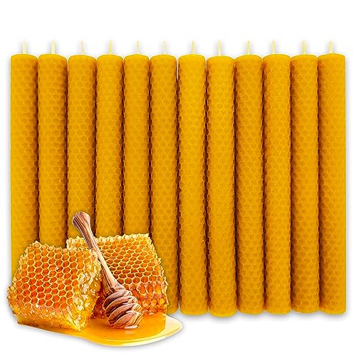 LAMARE Bienenwachskerze Honigwabe 100% Natürlich (12 Einheiten - 20 cm Länge - 2 cm Durchmesser) - OHNE PARAFFINE - Honigkerzen - Handgefertigt 100% Handwerklich. von LAMARE