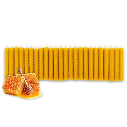 LAMARE Bienenwachskerze Honigwabe 100% Natürlich (24 Einheiten - 10 cm Länge - 1 cm Durchmesser) - OHNE PARAFFINE - Honigkerzen - Handgefertigt 100% Handwerklich. von LAMARE
