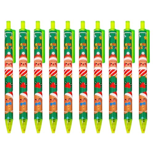 10 Stück Weihnachts-Gelschreiber, einziehbare Gelschreiber, schreiben reibungslos für Kinder, Studenten, Klasse, Belohnung, Weihnachtsgeschenktütenfüller, einziehbarer Kugelschreiber, schwarz, von LAMDNL