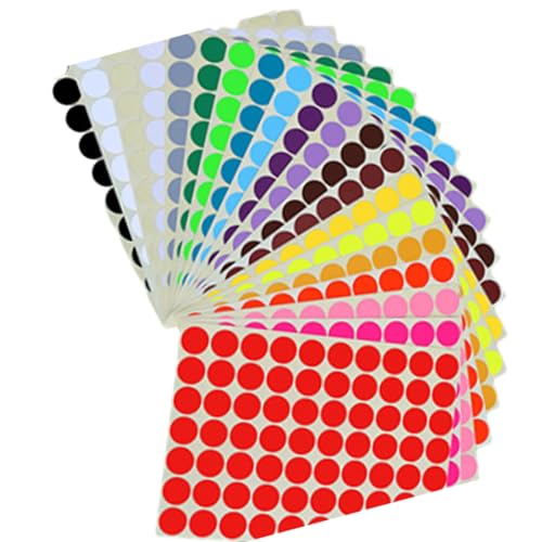 20 Blatt Farbcodierungs-Aufkleber, verschiedene Farben, Etiketten, Codierung, Verpackung, Flaschenetiketten, rund, selbstklebende Aufkleber von LAMDNL