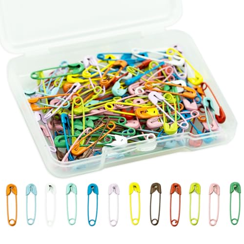120 Stück 19 mm Sicherheitsnadeln mit Aufbewahrungsbox, Mini-Sicherheitsnadeln, Metall-Sicherheitsnadeln für Kunsthandwerk, Nähen, Schmuckherstellung (Mehrfarbig) von LAMXD
