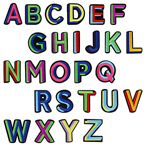 26 Stück Aufnäher zum Aufbügeln von Buchstaben zum Aufnähen von Alphabet-Aufnähern, Stoffbuchstaben, bestickter Aufnäher, Buchstaben für Hüte, Jacken, Hemden und Jeans, Cartoon-Schriftart, Mutilcolor 26 Stück Aufnäher zum Aufbügeln von Buchstaben zum Aufnähen von Alphabet-Aufnähern, Stoffbuchstaben, bestickter Aufnäher, Buchstaben für Hüte, Jacken, Hemden und Jeans, Cartoon-Schriftart, Mutilcolor von LAMXD