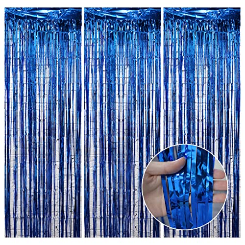3 Stück 1x2 m Folienvorhang-Dekorationen, blaue Lametta-Folien-Fransenvorhänge, Luftschlangen, Hintergrund für Geburtstag, Abschlussfeier, Hochzeit, Verlobung, Urlaub, Goldparty-Dekoration 3 Stück 1x2 m Folienvorhang-Dekorationen, blaue Lametta-Folien-Fransenvorhänge, Luftschlangen, Hintergrund für Geburtstag, Abschlussfeier, Hochzeit, Verlobung, Urlaub, Goldparty-Dekoration von LAMXD