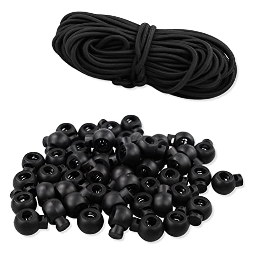 LAMXD 50 Stück Kordelzug-Knebel und 9,8 m Kordelzug, Kunststoff, einzelne Löcher, Kordelstopper, Knebelverschluss, Kordelstopper LAMXD 50 Stück Kordelzug-Knebel und 9,8 m Kordelzug, Kunststoff, einzelne Löcher, Kordelstopper, Knebelverschluss, Kordelstopper von LAMXD