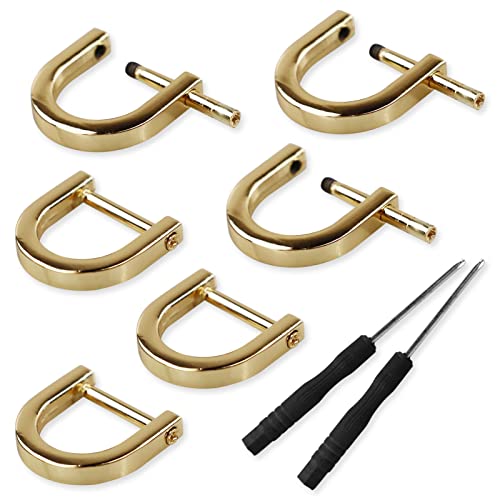 LAMXD 6 Sets D-Ringe mit Verschlussschraube, Hufeisen U-Form D-Ring, goldene D-Ring-Schnalle für Taschen oder Geldbörsen, Schraubbügel, Halbkreis, D-Ring mit Schraubendreher für von LAMXD