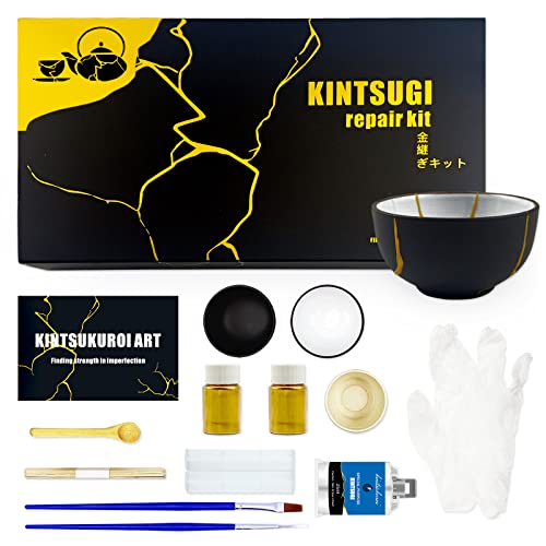 LAMXIN Kintsugi Set Gold, Kintsugi Reparieren Sie Ihre Cherish Keramik mit Gold Pulverkleber,Starter Reparatur Keramik Reparatur Set Perfekt für Anfänger, mit zwei Übungsbecher LAMXIN Kintsugi Set Gold, Kintsugi Reparieren Sie Ihre Cherish Keramik mit Gold Pulverkleber,Starter Reparatur Keramik Reparatur Set Perfekt für Anfänger, mit zwei Übungsbecher von LAMXIN