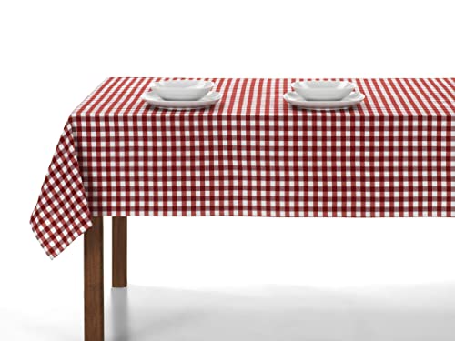 LAN&LAN – Tischdecke abwaschbar Kariert mit Stoff, Tischdecken Hochwertig Gefertigtes, für den Innen- und Außeneinsatz (Rot, 140 x 140) von LAN&LAN
