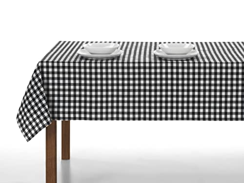 LAN&LAN – Rechteckige, Karierte Tischdecke, Tischtuch für drinnen und draußen; Essen, Garten, Camping, Sand und Picknick. Mit verschieden Größen und Modellen zur Auswahl (Schwarz, 140 x 250) von LAN&LAN