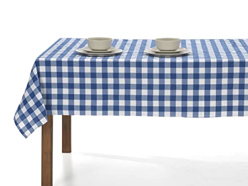LAN&LAN - Vichy rechteckige Tischdecke, waschbar, herrlich für drinnen und draußen, ideal für Picknicks und Treffen im Freien (Blau, 140 x 180) von LAN&LAN