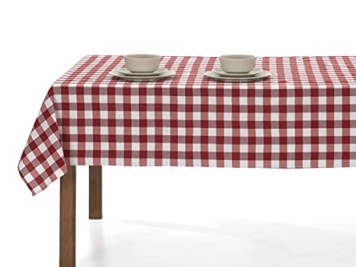 LAN&LAN - Vichy rechteckige Tischdecke, waschbar, herrlich für drinnen und draußen, ideal für Picknicks und Treffen im Freien (Rot, 140 x 300) von LAN&LAN