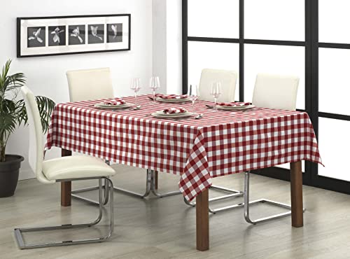 LAN&LAN - Vichy rechteckige Tischdecke, waschbar, herrlich für drinnen und draußen, ideal für Picknicks und Treffen im Freien (140 x 100 cm, rot) von LAN&LAN